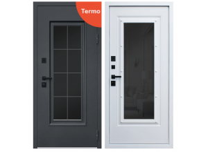 Стальная дверь Titanium с окном и английской решеткой (терморазрыв 3к)