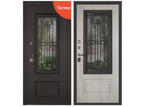 Стальная дверь Аляска с окном и лазерной резкой (терморазрыв)