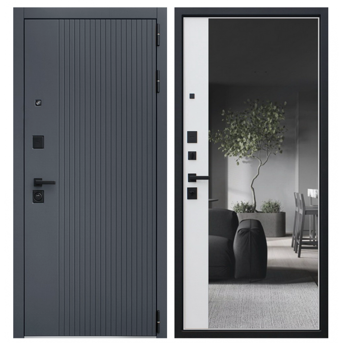 Стальная дверь Вертикаль с зеркалом