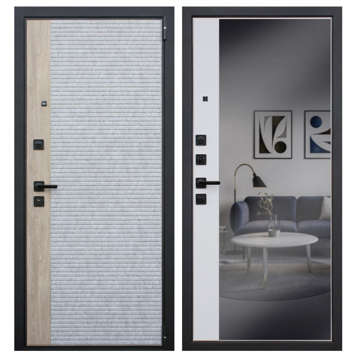 Стальная дверь "Дельта" с зеркалом. Заказная модель.