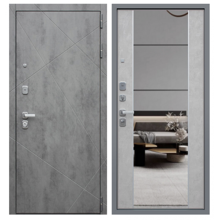 АСД-Стальная дверь Дуэт Б с зеркалом