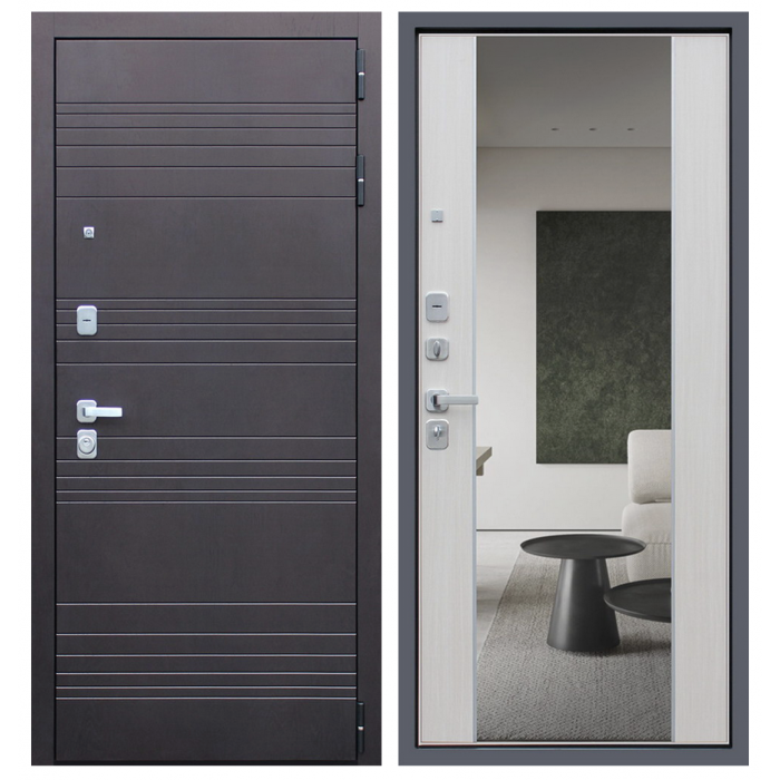 АСД-Стальная дверь Дуэт с зеркалом