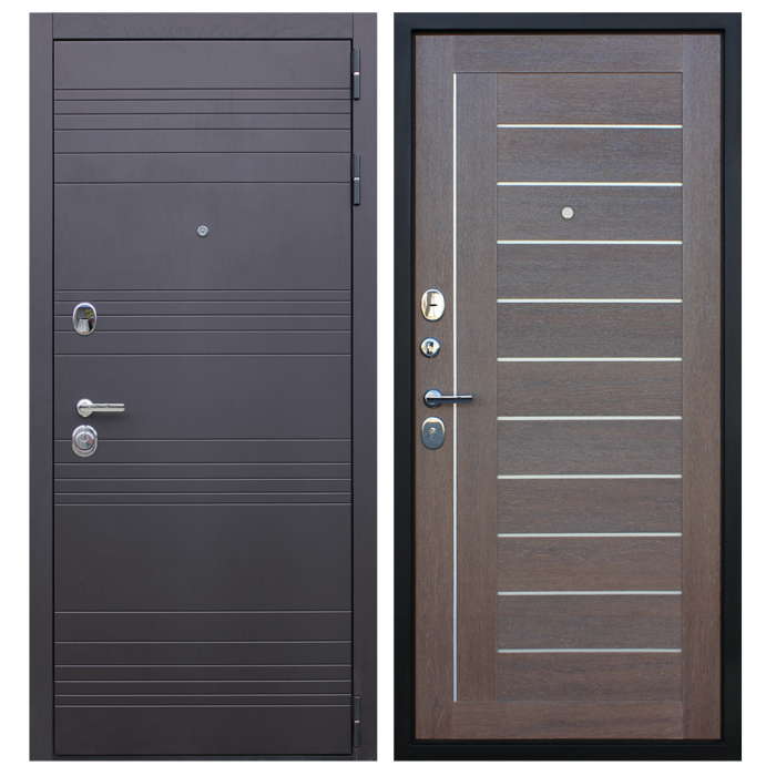 АСД-Стальная дверь Дуэт Шпон венге коричневый. Заказная модель