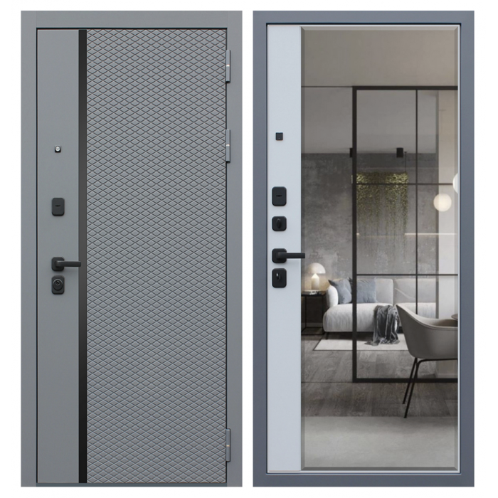 АСД-Стальная дверь Манчестер с зеркалом