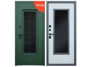 Стальная дверь "Олимп" с окном и английской решеткой (терморазрыв 3к)