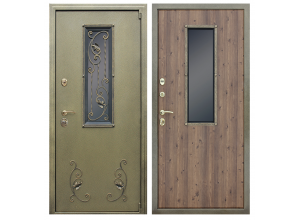 Стальная дверь "С окном и ковкой". Заказная модель.