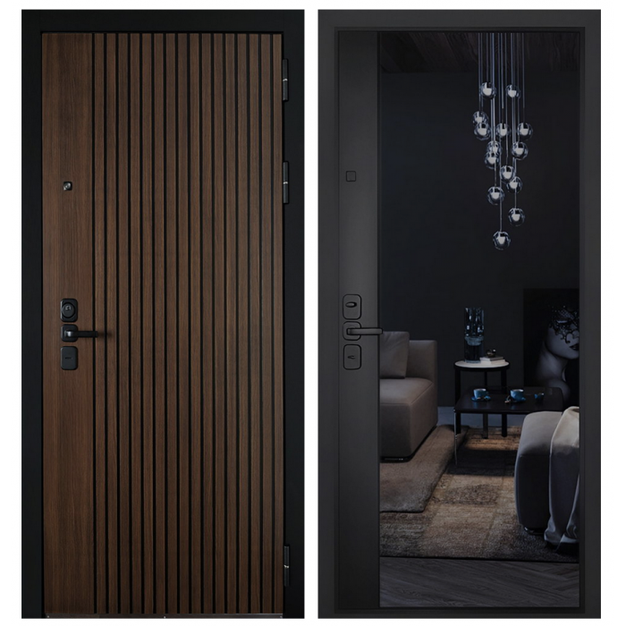 Стальная дверь "Сенатор с зеркалом". Заказная модель.