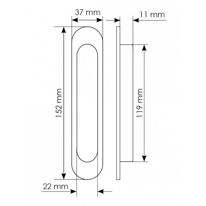 MHS150 SG, ручка для раздвижных дверей, цвет - мат.золото
