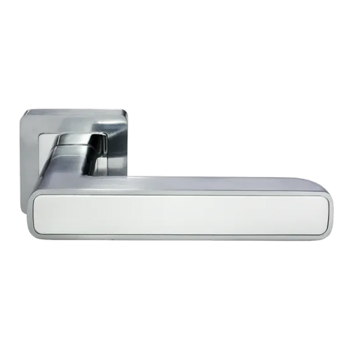 FLEX, ручка дверная на квадратной накладке MH-44 SC/W-S55, цвет - матовый хром/белый