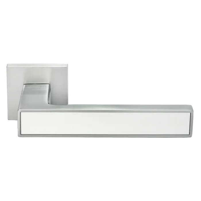 SULLA, ручка дверная, на квадратной накладке MH-48-S6 SC/W, цвет - мат.хром/белый