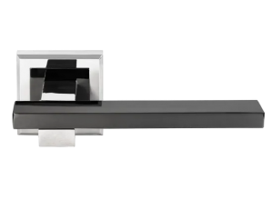 SHAPE, ручка дверная MH-38 SN/BN-S, на квадратной накладке, цвет - бел. никель/черн. никель