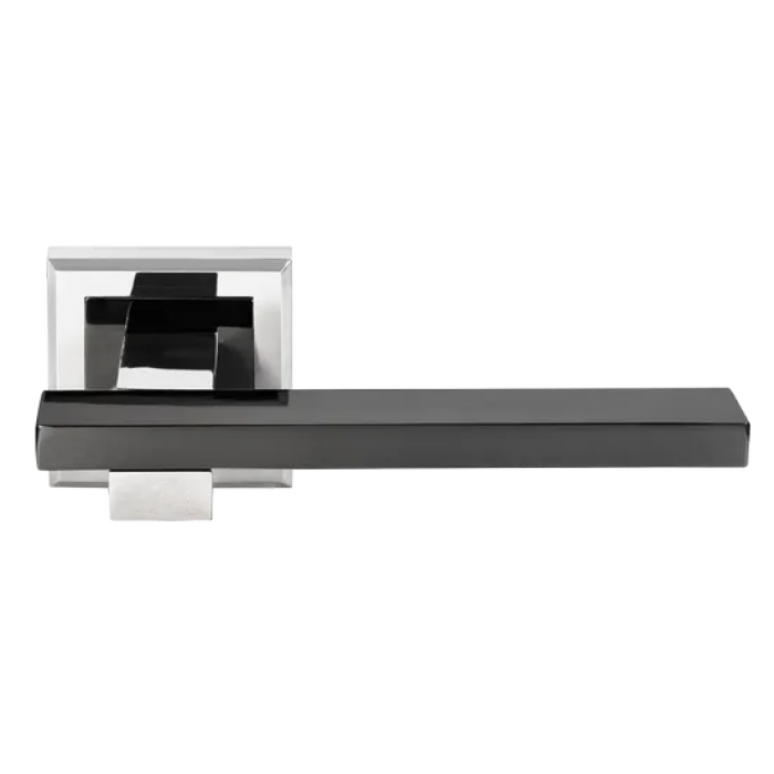 SHAPE, ручка дверная MH-38 SN/BN-S, на квадратной накладке, цвет - бел. никель/черн. никель