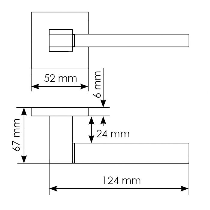 YSTAD, ручка дверная на квадратной накладке MH-47-S6 SC/CP, цвет - мат.хром/хром