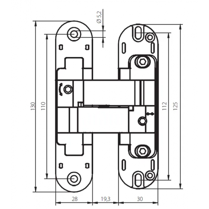 HH-18 PG, скрытая петля, цвет - золото