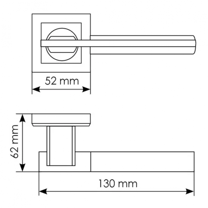 УПОЕНИЕ, ручка дверная MH-13 SC/CP-S, на квадратной накладке, цвет - мат.хром/хром