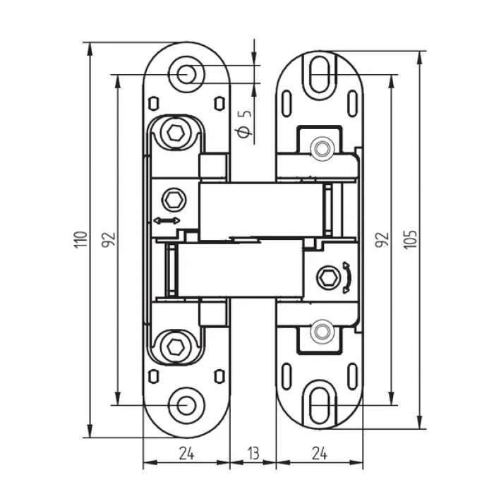 HH-2 SC, скрытая петля, цвет - мат.хром