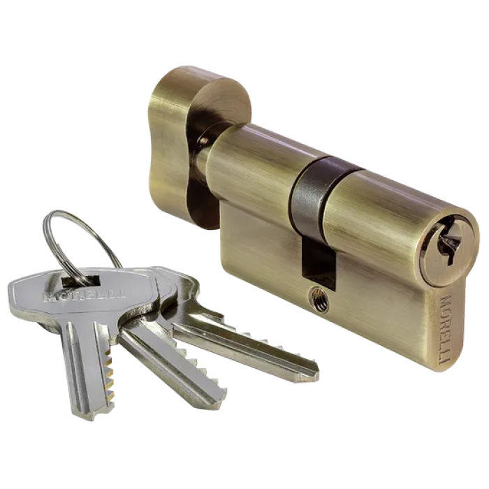 60CK AB, ключевой цилиндр с заверткой (60мм), цвет - античная бронза