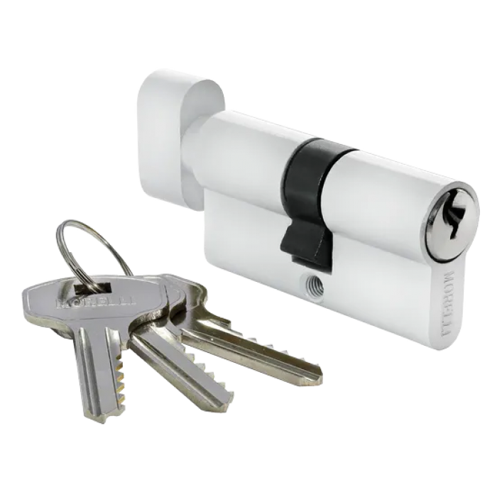 60CK W,  ключевой цилиндр с заверткой (60мм), цвет - белый