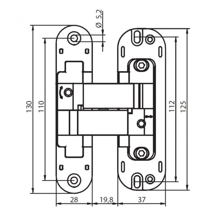 HH-5 PG, скрытая петля, цвет - золото
