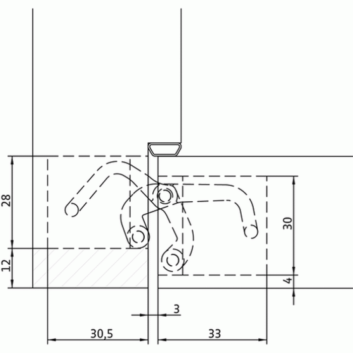 HH-18 PC, скрытая петля, цвет - хром