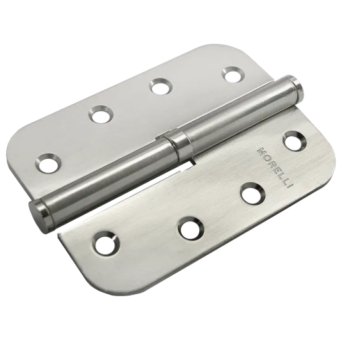 MSD-C 100X70X2.5 SN L, петля стальная скругленная левая без коронки, цвет - бел.никель