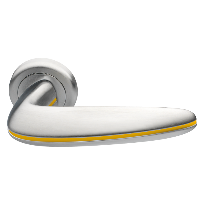 SUNRISE R4 CSA/GIALLO, ручка дверная, цвет -  матовый хром/желтый