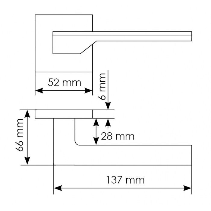 PIERRES, ручка дверная на квадратной накладке MH-49-S6 BL, цвет - черный