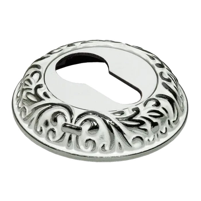 MH-KH-CLP W/PC, накладка на ключевой цилиндр, цвет - белая эмаль/хром