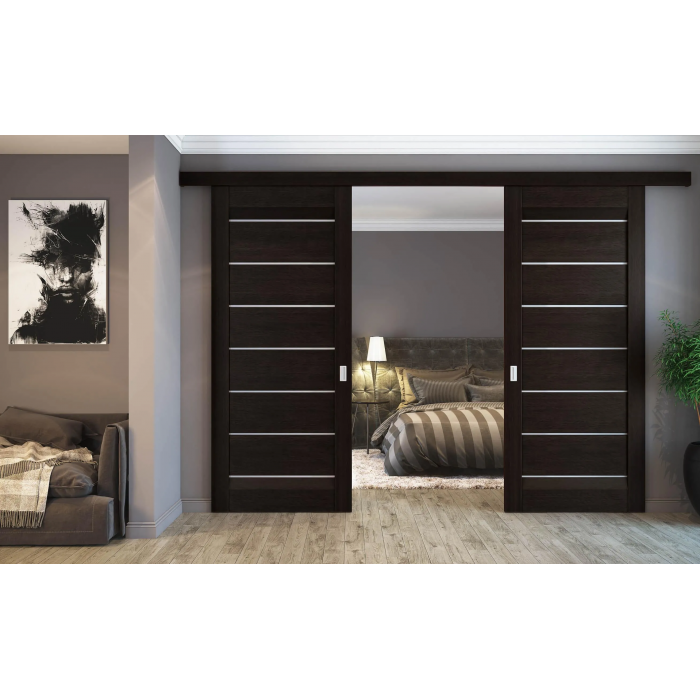 Комплект SLIDING для двустворчатой двери от 1000 до 1500мм, стопор-довод, на потолок