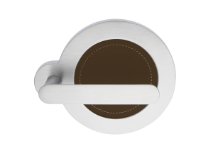 PLANET CSA/TESTA DI MORO, ручка дверная, цвет - мат. хром/вставка - кожа темно-коричневая