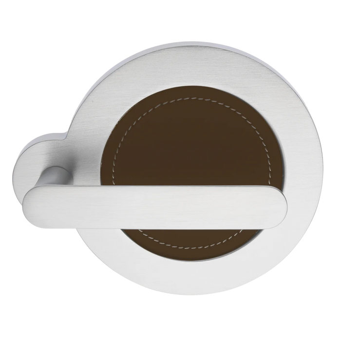 PLANET CSA/TESTA DI MORO, ручка дверная, цвет - мат. хром/вставка - кожа темно-коричневая