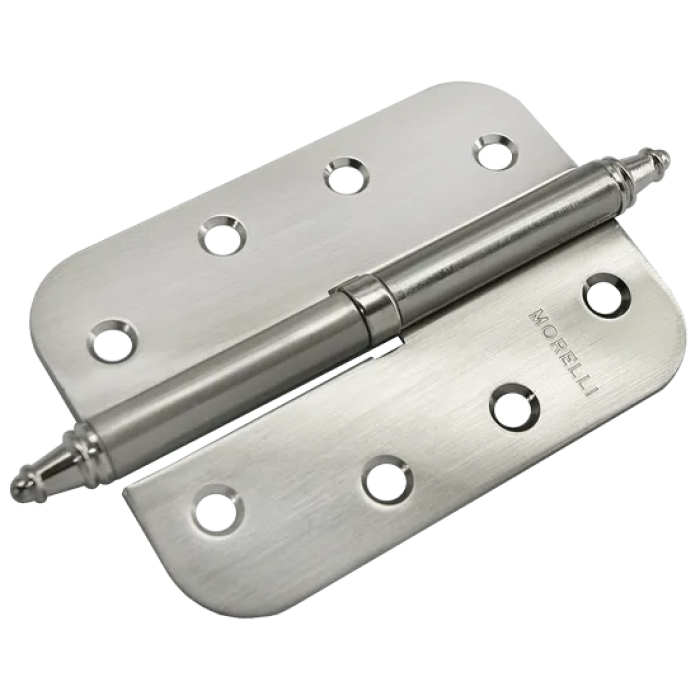 MS-C 100X70X2.5 SN L, петля стальная скругленная левая, цвет - бел.никель