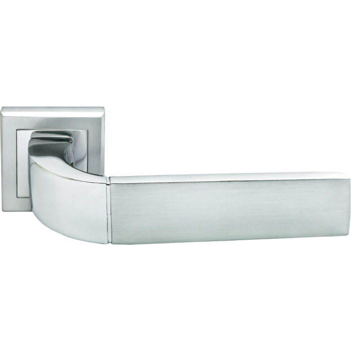 W, ручка дверная MH-27 SC/CP-S, на квадратной накладке, цвет - мат.хром/хром