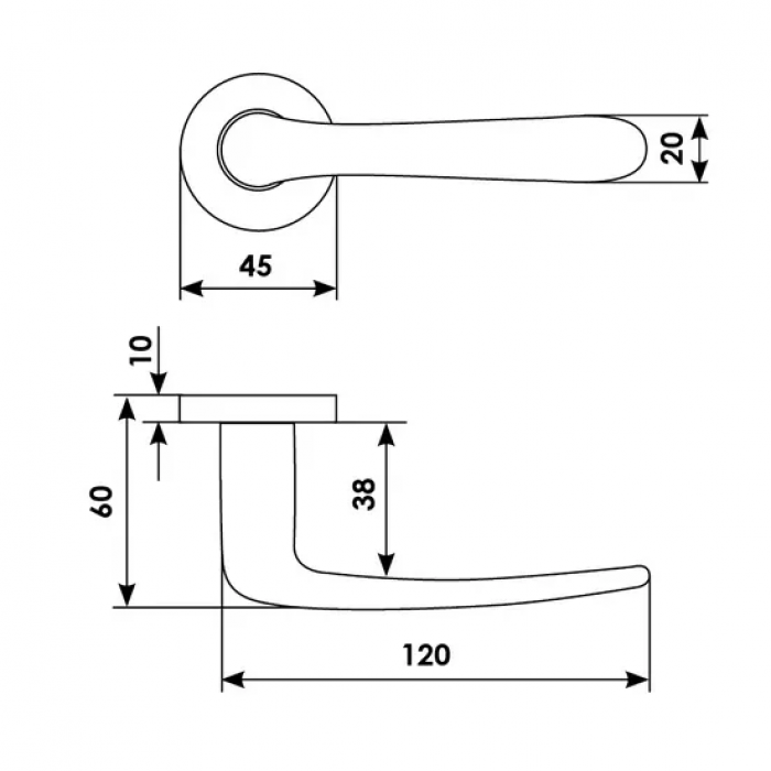LINDA R3-E OTL, ручка дверная, цвет - золото