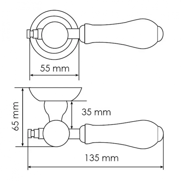 MART, ручка дверная MH-42-CLASSIC OMS/GR, цвет - старое мат.серебро/серый