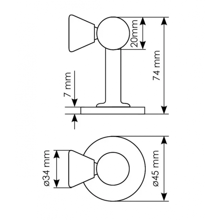 MDS-3 BN дверной ограничитель магнитный, цвет - черный никель