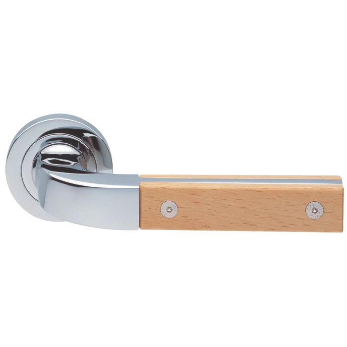TREE R2 CRO/FAGGIO, ручка дверная, цвет -  хром/бук