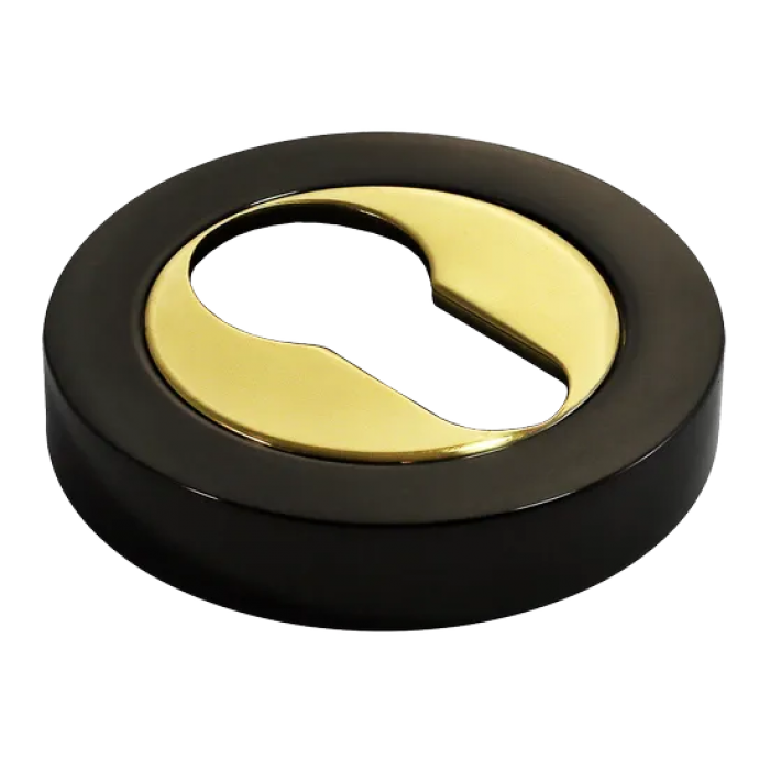 LUX-KH-R2 NNO, накладка на евроцилиндр, цвет - черный хром/золото