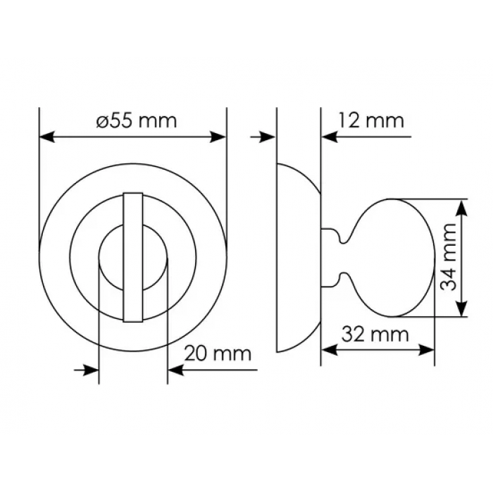 MH-WC-CLP W/PC, завертка дверная, цвет - белая эмаль/хром