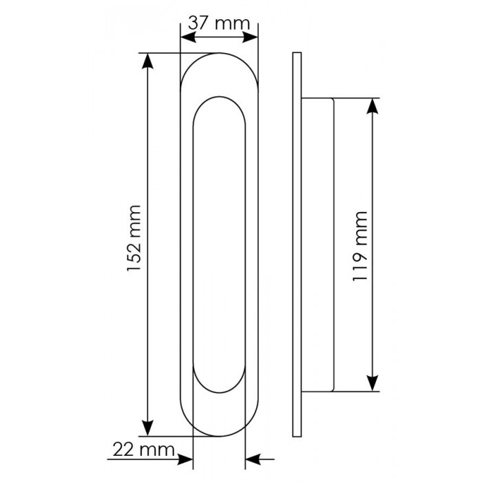 MHS150 BL, ручка для раздвижных дверей, цвет - черный