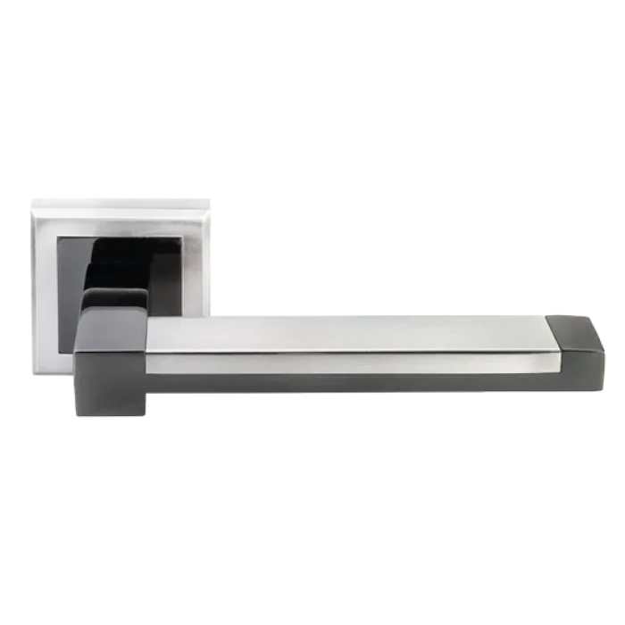 SANIBEL, ручка дверная MH-39 SN/BN-S, на квадратной накладке, цвет - бел. никель/черн. никель