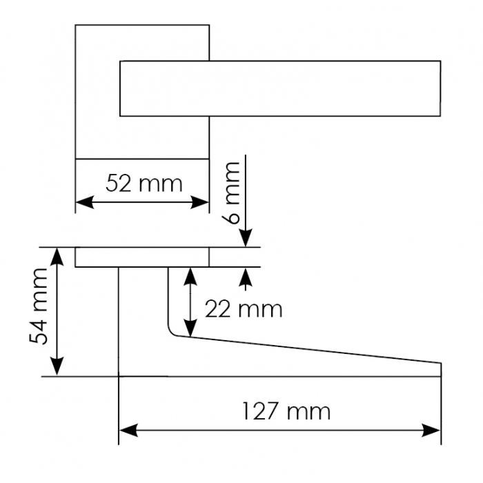 MIRA, ручка дверная на квадратной розетке MH-54-S6 SC, цвет - матовый хром