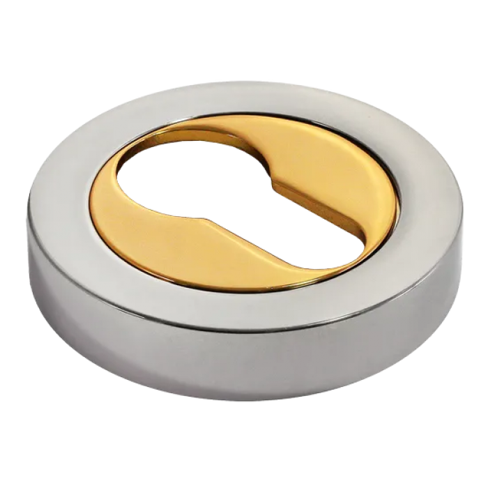 LUX-KH-R2 COT, накладка на евроцилиндр, цвет - глянцевый хром/золото