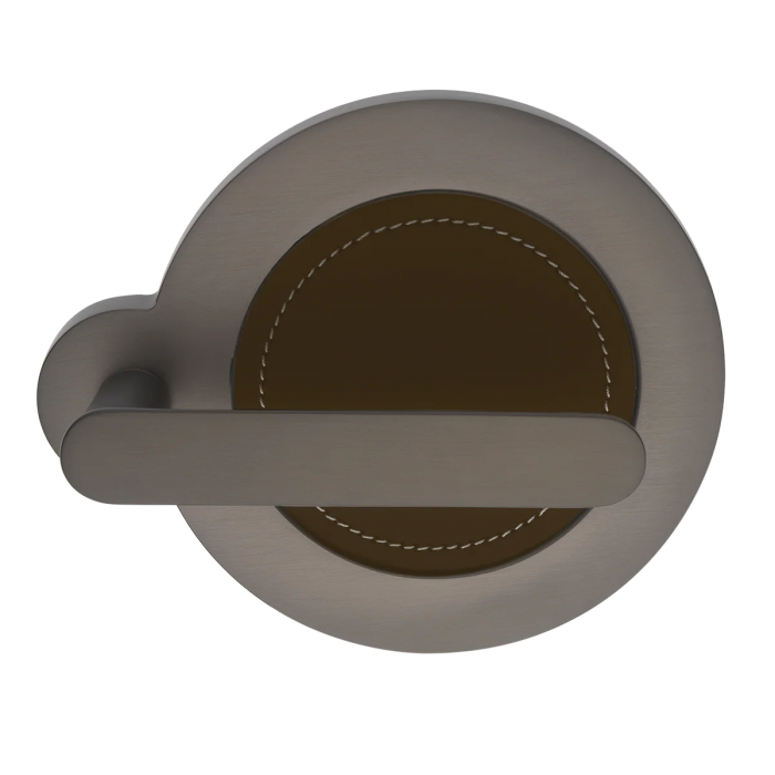 PLANET ANT/TESTA DI MORO, ручка дверная, цвет - антрацит/вставка - кожа темно-коричневая