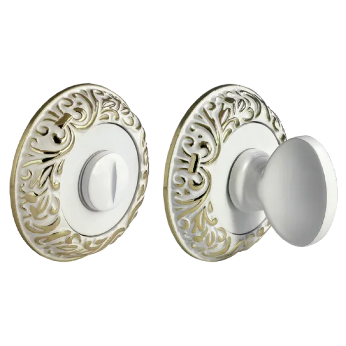 MH-WC-CLP W/PG, завертка дверная, цвет - белая эмаль/золото