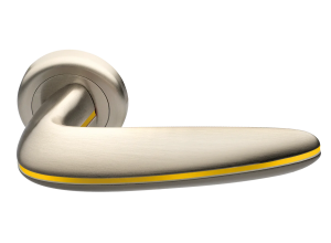 SUNRISE R4 NIS/GIALLO, ручка дверная, цвет -  матовый никель/желтый