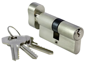 60CK SN, ключевой цилиндр с заверткой (60 мм), цвет - никель матовый