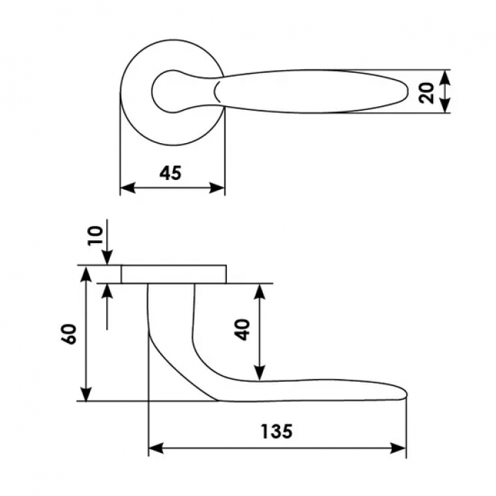 DERBY R3-E OBR, ручка дверная, цвет - кофе