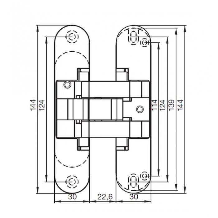 HH-6 PG, скрытая петля, цвет - золото