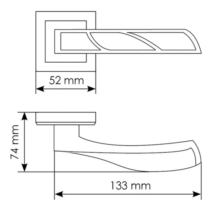 КРЫЛЬЯ, ручка дверная MH-33 COF-S, на квадратной накладке, цвет - кофе
